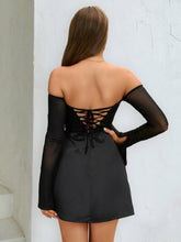 Off Shoulder Crisscross Back Ruched Bust Dress